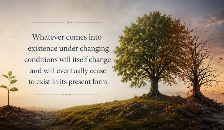 Whatever comes into existence under changing conditions will itself change