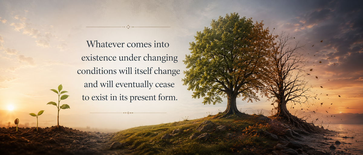 Whatever comes into existence under changing conditions will itself change